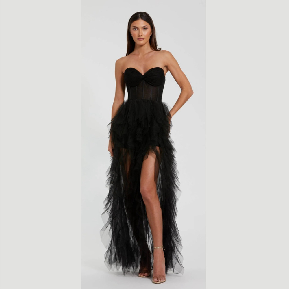 Mac Duggal Black Strapless Prom Dress